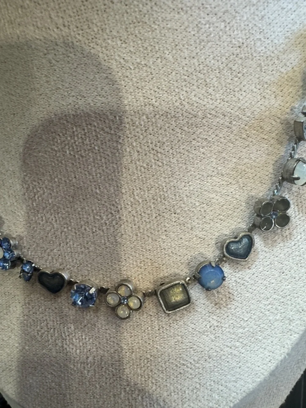 Blue Crystal Floral & Heart Necklace - Women Jewelry - Picture 2 of 6